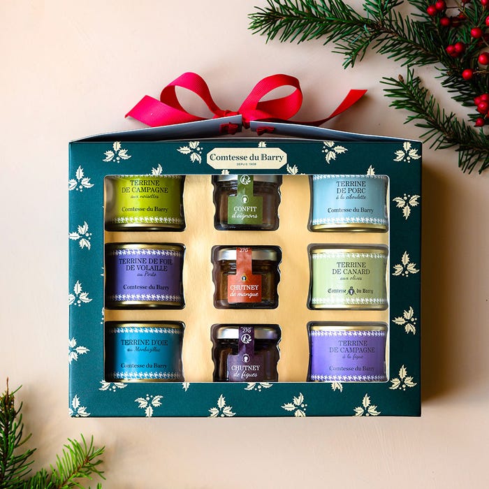 Boxed set of 6 terrines and 3 fig, onion and mango chutneys main product photo