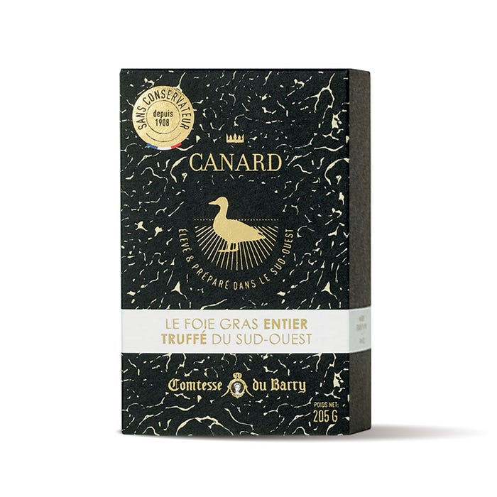 Whole duck foie gras from South-West France with truffles 3% 205g main product photo