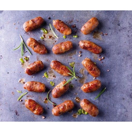 Breast of duck cocktail sausages with crushed green peppercorns main product photo