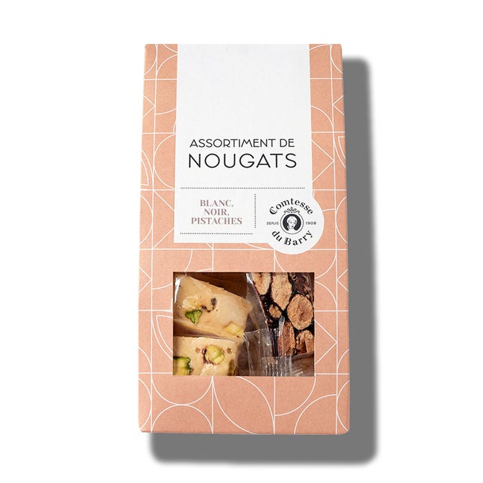 Assortment of nougats white black pistachio 75g main product photo
