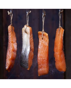 Smoked salmon steaks with string